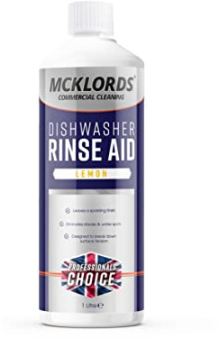 McKLords Commercial - Dishwasher Rinse Aid Lemon Fragrance - 1 Litre - For Commercial Dishwashers Rapid Drying Streak-Free Finish Glassware Cutlery Plates Works in All Water Types