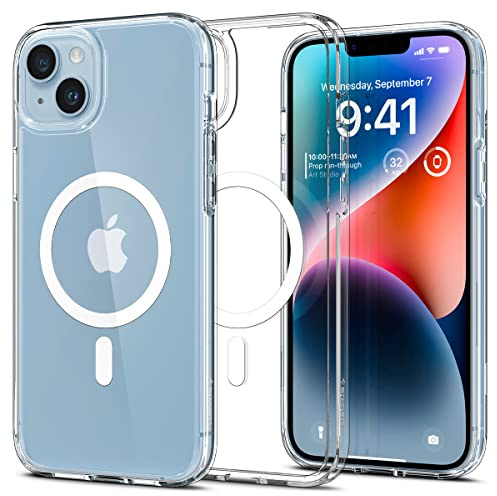 Spigen Ultra Hybrid MagFit Hülle Kompatibel mit iPhone 14 Plus [Anti-Yellowing] Kompatibel mit MagSafe Magnetisch Case Handyhülle -Weiß