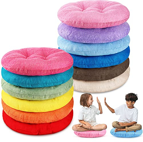 Fumete 12 Pcs 16 Inch Round Floor Cushions for Kids and Toddlers, Flexible Seating Classroom Furniture Floor Pillow for Home, Daycare, Preschool, Yoga and Meditation (Fresh)