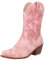 rismart Femme Western Bottes de Cowboy mi-mollet Brodée Chaussures de Cowgirl Rose,40