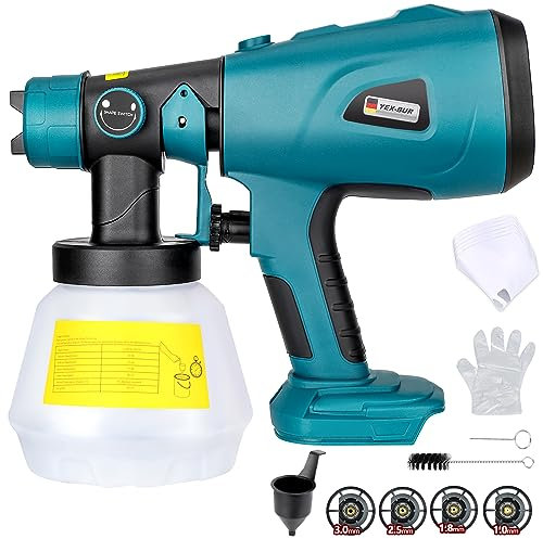 YEX-BUR Cordless Paint Sprayer for Makita 18V Battery, Handheld HVLP Spray Gun Easy to Spray for Furniture Fence Cars Walls DIY Works House Painting