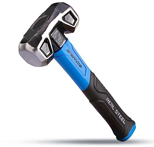 REAL STEEL Vorschlaghammer zum Schlagen, 0,9 kg, Gummigriff, geschmiedeter Mantel, Graphitbohren, 0507