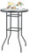 COSTWAY Hoher Gartentisch, Stehtisch, runder Bistrotisch mit Tischplatte aus gehärtetem Glas, Bartisch für Terrasse, Hof, Pool, 68 x 68 x 97 cm