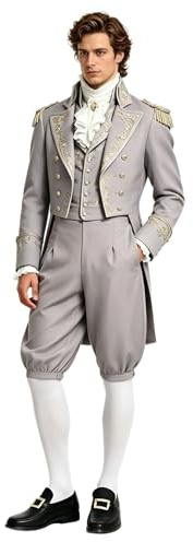 BPURB Pantaloni coloniali da uomo con calzini bianchi al ginocchio e fibbia per scarpe d'oro Costume medievale da pirata Cosplay Pantaloni rinascimentali