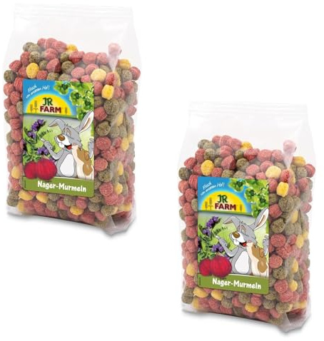 JR FARM Rodent Marbles | Double Pack | 2 x 150 g | Snack for Rodents and Dwarf Rabbits | With Beetroot, Alfalfa and Corn | Small Crispy Pleasure or Mini Reward in Between