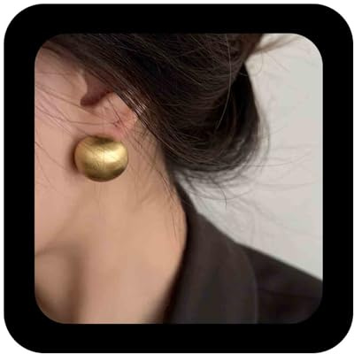 Cimenexe Orecchini a Bottone Bohémien D'oro Sfera Mezza Spazzolato Opaco Minimalista Da Donna