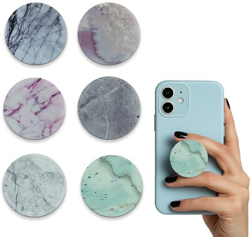 Phone Grip, Set of 6 Elegant Marble-Pattern Stand for Smartphones, Multi-function Foldable Finger Kickstand Rotation Cell Phone, Finger Holder Grip, For Smartphone And Tablets