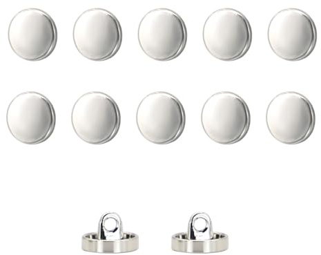 10PCS Metal Round Flat Sewing Buttons 10mm Metal Flat Button Silver Coat Buttons Round Shaped Sewing Button for Men Women Shirt Suits Uniform Jackets DIY Sewing Crafts A6JSPMNK