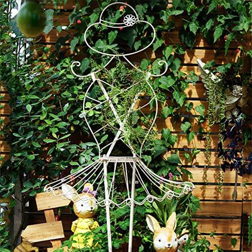 Gartenobelisk av järnkonst, dekorativ trädgårdspalier, fristående klätterväxtstöd, för växter inomhus och utomhus, grönsaker, frukt, blommor, krukor, vinrankor (färg: Vintage W