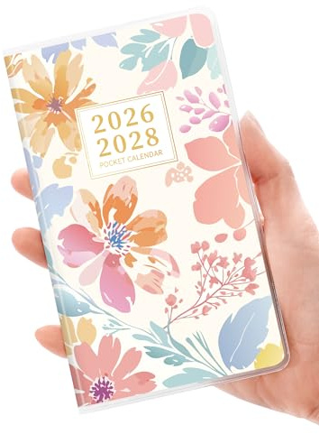 SUNEE Pocket Calendar May 2026 to June 2028 - Two Year Monthly Planner Small Calendar 3.5 x 6 Organizer for Daily & Yearly Schedule - Compact Agenda Notebook for School, Work, Women, Colorful Floral