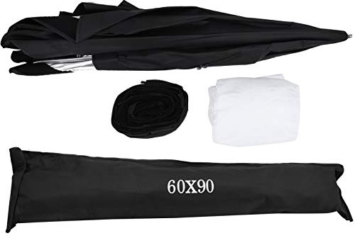 Softbox Portatile Rettangolare 60x90cm, Ombrello Diffusore per Speedlight Flash - Facile Installazione, Luce Diffusa Uniforme, Ideale Fotografia Ritratto e Prodotti