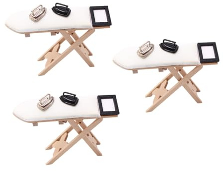 Mikikit 3pièces Mini Table à Repasser pour Maquette Jouet Miniature Modèle Réduit de Décoration
