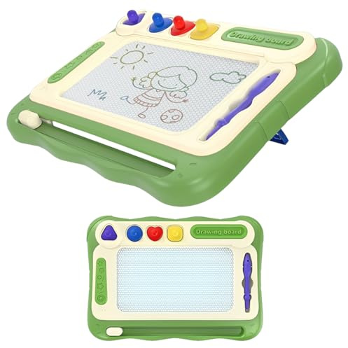 Pizarra Magnética Infantil, Tablero Magnetico, Pizarra de Dibujo Mágica con 4 sellos Magnéticos y 1 lápiz Capacitivo, Almohadilla Borrable de Escritura Juguetes Educativos para Niños 2 a 8 años