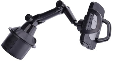 GARVALON Supporto Telefono Portabicchieri per Auto Regolabile in Abs Rotazione 360°, Struttura a Fibbia Smontabile, Supporto Mobile per Smartphone, Accessorio Veicolare Grigio
