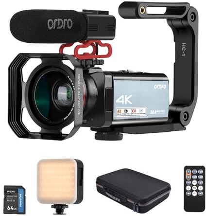 Mingzhe Caméra Vidéo Numérique 4K, 30 MP, Zoom Numérique 30X, Détection de Visage, Anti-secousse, écran Tactile IPS de 3,5 Pouces, Caméscope WiFi, Enregistreur DV avec Télécommande +