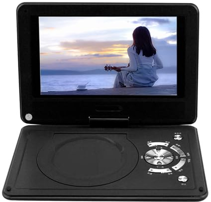 9 tums bärbar dvd-spelare, multifunktions dvd-spelare med full hd-skärm usb-port Härdad explosionssäker teknik vidvinkel DP för bilresor utomhus (Black)