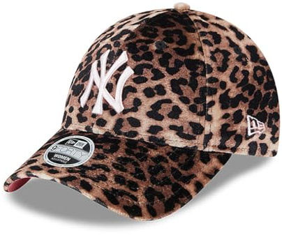 New Era Gorra de piel de leopardo de terciopelo MLB 9FORTY New York Yankees White Logo