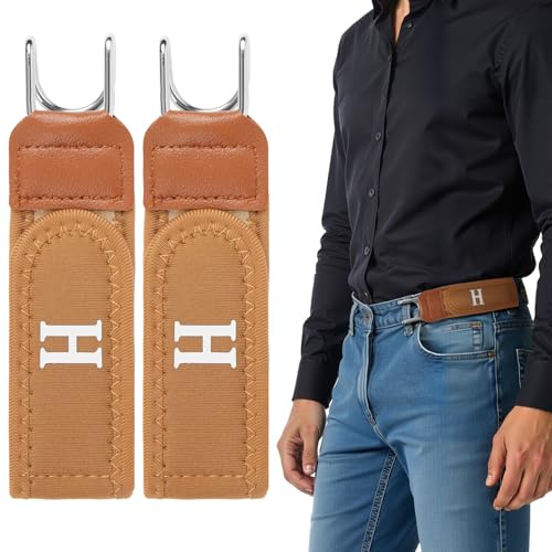 Vicloon Elastiskt bälte med metallkrok, justerbart bälte med metallkrok och kardborreband, unisex, utan spänne, osynligt, bekvämt, stretchigt