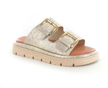 ella Women's Platform Slide Sandals with Dual Buckle Straps, Comfort Memory Foam Footbed, Chunky Lug Sole