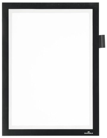 Durable 498901 Sachet de 1 Duraframe Magnetic Note Pochette Cadre d'Affichage Dos Magnétique pour Document A4 Noir