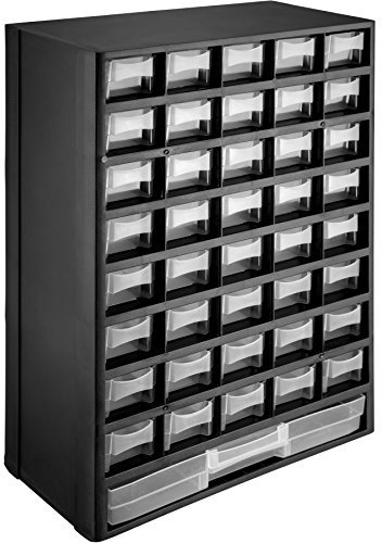 TecTake® Casier à vis plastique, 41 Tiroirs, Cadre Solide en Plastique, Noir