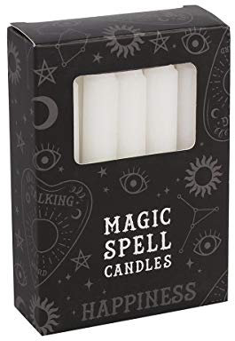 12 Magic Spell Candles - Happiness White 10cm