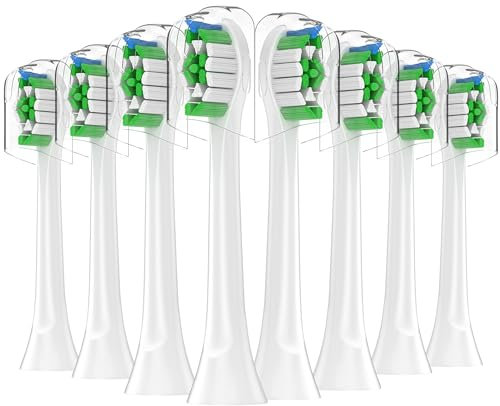 KHBD Toothbrush Heads Compatible with Philips Sonicare Electric Toothbrush, Replacement Brush Heads Fit for EasyClean, Gum Health, FlexCare, HealthyWhite Brush-White-8 Pack