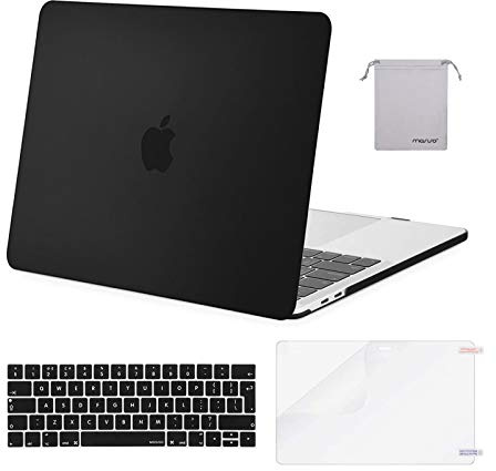 MOSISO Coque Compatible avec MacBook Pro 13 M1 M2 2026-2016,Noir | Coque Rigide Plastique&Couvercle Clavier&Protecteur d'écran&Sac Rangement,Pour A2338 A2251 A2289 A2159 A1989 A1708 A1706