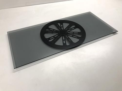 tecnidea Base girevole in vetro temperato colore Nero fumè, GK70N, dim: cm 70x32 - portata max. kg 40 - gira con un dito.