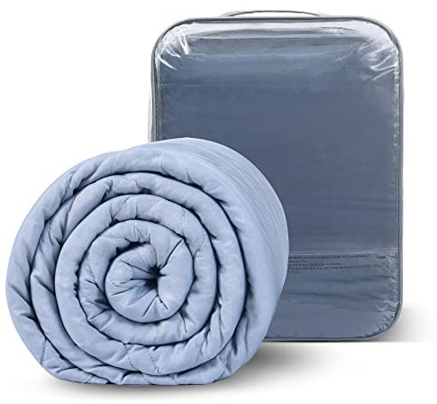 Winthome Weighted Blanket for Adult & Removable Cover, Heavy Blanket Designed for Insomnia, Anxiety and Stress Relief with Premium Glass Beads (Blue, 130x180cm 5kg)