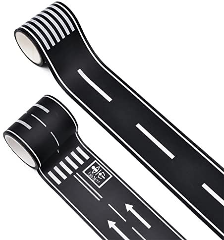 JJQHYC 2 Stück Straßen Klebeband für Kinder Spielen Straße Aufkleber Straßenband Schwarz Landstrasse Tape Verkehr ​Klebeband zum Basteln