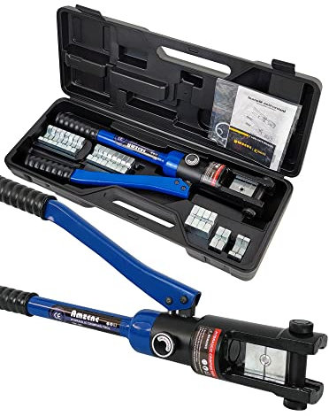 AMZCNC Crimpadora hidráulica de 16 toneladas, alicates de terminales de alto rendimiento con 13 pares de matrices para cables de 8-300 mm², ideal para instalaciones eléctricas