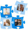 Tommy Design Bilderrahmen Puzzle – Set mit 4 Stück in den Farben Hellblau für Fotos Größe 7 x 7 – Mehrfachrahmen für Tisch oder Wand – Mehrfach-Bilderrahmen in Puzzleform – Bilderrahmen Geschenkidee