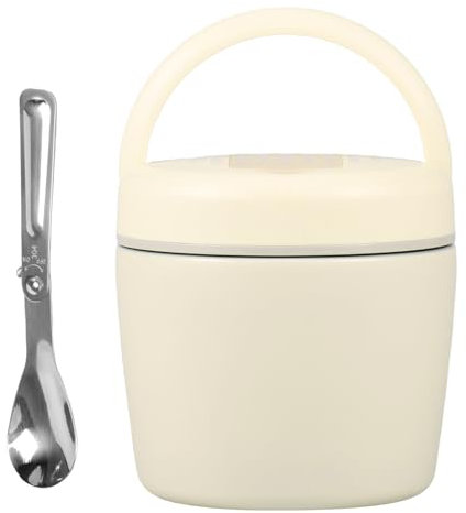 IXTIX Récipient isotherme pour aliments - 1,2 l - Avec cuillère - En acier inoxydable - Garde au chaud au moins 4 à 6 heures - Boîte à déjeuner isotherme - Portable - Poignée de transport - Lavable en