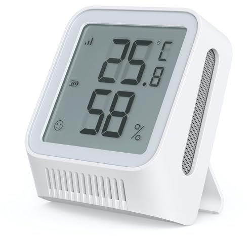 X-sense termometro Wi-Fi igrometro interno, termometro per ambiente con app Xsense, gamma di comfort personalizzata, registratore dati termoigro, indicatore smiley, 1 Pezzo, STH0A