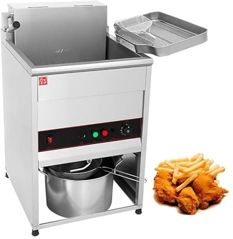 30L/40L Electric Deep Fryer, Vertical Electric Heating Fryer, W/temperature Control Basket & Lid, with Oil Barrel and Oil Return Pan, for Chips, French Fries, Donuts and Fries Chicken 40L