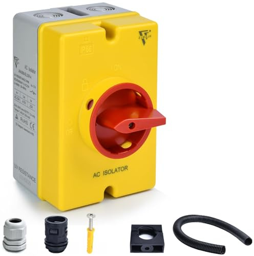 AC Disconnect Switch Box Outdoor 4 Pole 3 Phase AC Isolator Switch, IP66 Waterproof for Motor Generator, Air Conditioning, 120V/240V/480V/690V 32