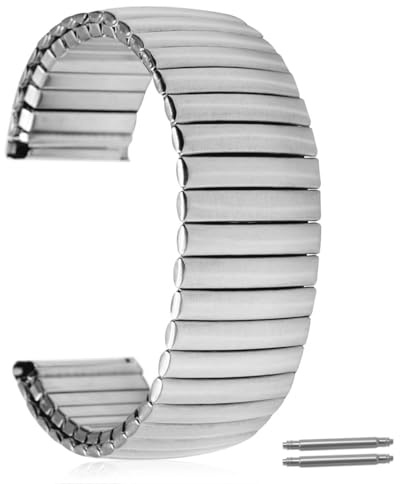 Hearkent 18 mm 20 mm Bracelet de Montre élastique en Acier inoxydable, Bracelet de Montre Extensible pour Hommes et Femmes, Conception de Cosse équipée d'un Interrupteur, Facile à installer