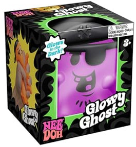 NeeDoh Glowy Ghost - Halloween Fidget Toy For Kids, Nee Doh Stress Balls, Squishy Fidgets, Squidgy Sensory Toys For Anxiety, Safe & Non-Toxic Dough Texture, Age 3 Year Olds +