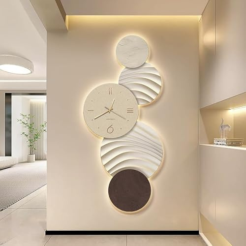 YAIUNHIQ Scultura con Orologio da Parete con Spina - Orologio Decorativo Moderno a LED con Illuminazione Ambientale, Decorazione Artistica da Parete per Soggiorno, Ingresso, corridoio,D