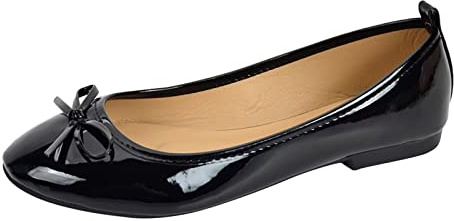 Ballerinas Damen Elegant Leder Balerinaschuhe Klassische Flache Schuhe Runde Zehe Mokassin Slip-On Sommerschuhe Leicht Bequem Walking Schuhe Weiche Sohle Rutschfest Einzelneschuhe, Aaa Schwarz, 40 EU