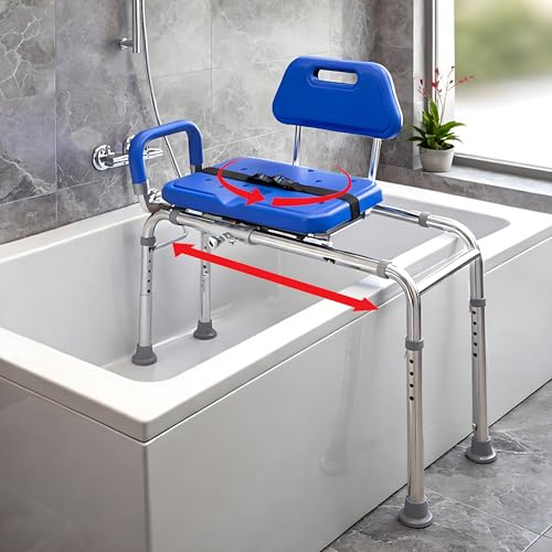 Platinum Health Gateway Premium - Panca scorrevole per vasca da bagno, con seduta girevole, imbottita (blu)