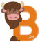 Sevi 83002 Tier Holzbuchstaben B Bison ca. 10 cm, Türbuchstaben für Kinderzimmer, ABC Lernspielzeug aus Holz, pädagogisches Spielzeug für Kinder ab 3 Jahren, Buchstabe Tiere, Orange