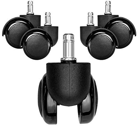 kwmobile 5x Hartbodenroller 10/50mm - auch für Weichboden - 360° Bürostuhl Rollen Ersatzrollen - Ersatz Bürostuhlrollen Set in Schwarz