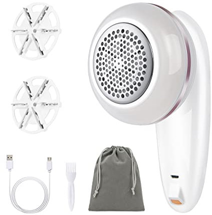 URAQT Lint Remover, Fabric Shaver With USB Charging Cord and Extra Blade Included, Portable Rechargeable Fuzz Removers, Quickly Remove, Doesn't Hurt Clothes, Suitable for Sweaters/Sofas/Blankets, Etc