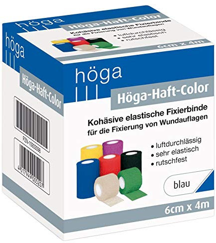 Höga-Haft-Color blau 6 cm x 4 m gedehnt, kohäsive (selbsthaftende) elastische Fixierbinde (1 Stück)