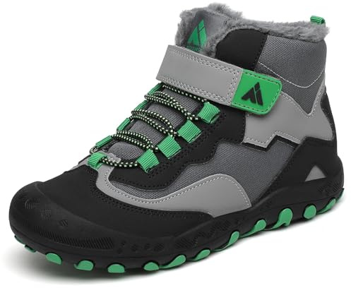 Mishansha Garçon Fille Bottines Enfants Chaussure Hiver Chaude Doublure Bottes de Neige Antidérapantes Impermeable Basket Sport Mode Noir, Gr.24