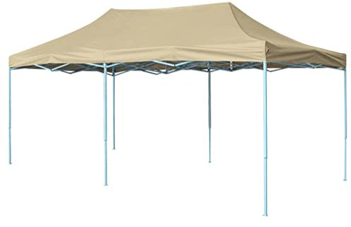 KOIECETA Profi Partyzelt Faltbar Wasserbeständig Pavillon Festzelt Gartenpavillon Bierzelt Faltpavillon Faltzelt Gartenzelt Garten 3x6m Stahl (Creme)