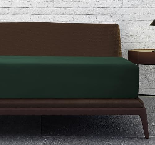Linen Home Bottle Green Double Fitted Sheet Deep fit 12''/30cm Microfibre Easy Care Fitted Sheets Double Bed - Super Soft Brushed Wrinkle and Fade Resistance Bedding (Double, Bottle Green)