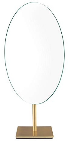 Nicesail Kosmetikspiegel Messing Antik Schminkspiegel Stehend Luxus Einseitiger Spiegel Tischspiegel Oval Gold 360° Drehung,18x30cm